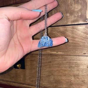 Blue Agate Crystal Necklace Handmade